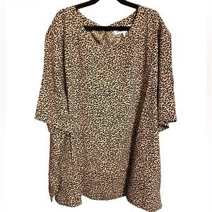 Amazon Essentials Leopard Print Top Beige and Black NWT Size XL